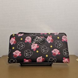 Kirby Wallet. New. Never Used. Nintendo Kirby Style. Black. Silver Zipper. 