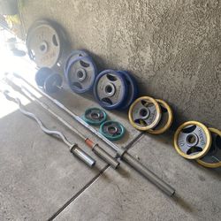Weights Olimpic Set And Bars Ready To Go