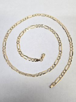14kt Gold Hollow Figaro Chain 22"