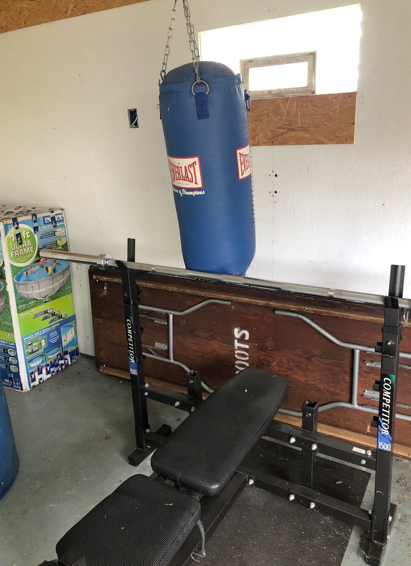 Weight Bench and Punching Bag