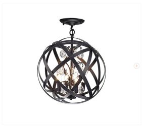 Primevere 16 in. 4-Light Brownish Black Globe Semi- Flush Mount Light Fixture
