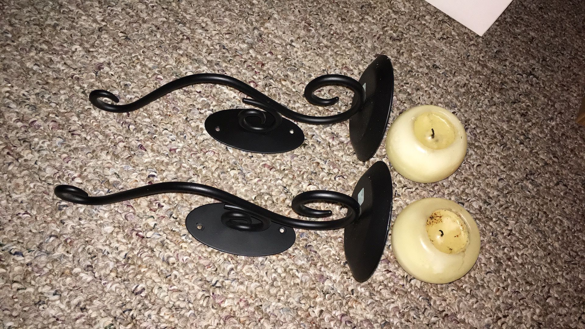 Wall Mount Black Metal Candle Holders