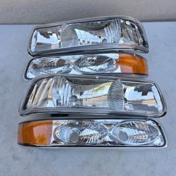 99-02 Chevrolet Silverado 00-06 Suburban Tahoe Headlights Luces Faros Calaveras Micas Faroles Headlamps Chevy 