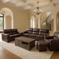 Leather 3 Pc Couch Love Seat And Chair