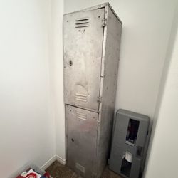 Vintage Industrial Aluminum Double Locker – Unique Storage Cabinet