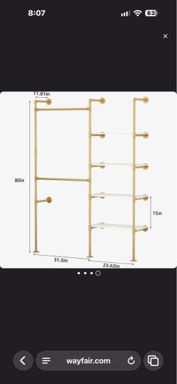 Gold Industrial Pipe Wall-Mounted Closet Organizer