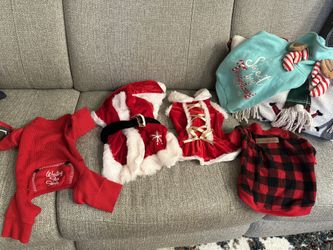 🎄 Bundle of Dog Christmas Outfits – Pajamas, Santa Suits & Hoodie SMALL