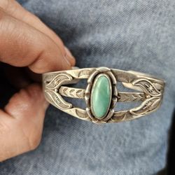 Harvey Era Bell Trading Post Silver And Turquoise Bracelet 