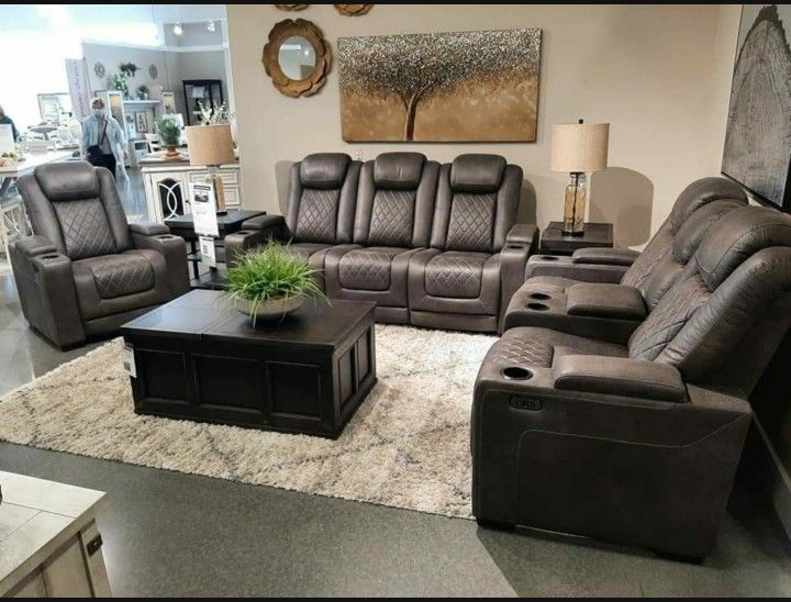 Hyllmont Gray Power Reclining Living Room Set 🔆 Sofa and Loveseat 2279