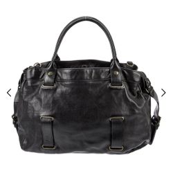 Black Leather Theory Top Handle Bag 