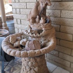 Quail Fountain Cement 3 Piece Heavy