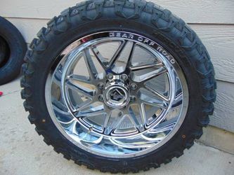 4 New 22X12 Chrome Rims & LT 33 14.50 22 TIS M/T Tires 8X170 -44MM Offset