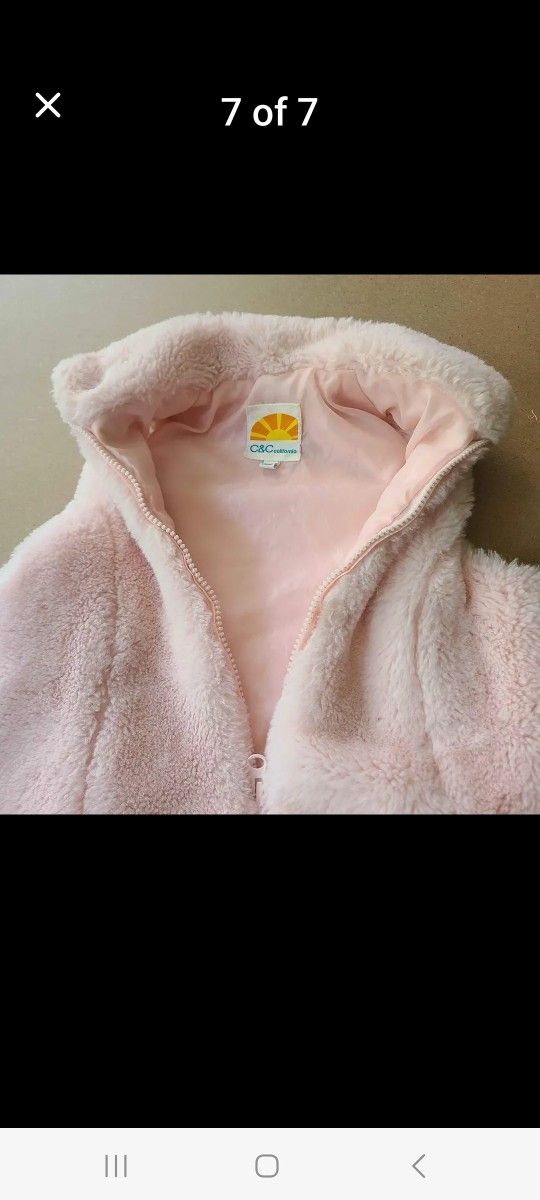 Pale Pink Faux Fur Kid's Zip Up Vest from C&C California 5
