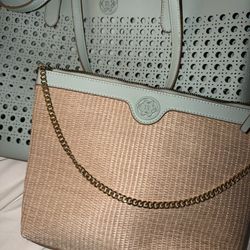 Nanette Lepore Blue and Tan Tote and Crossbody Set