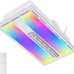 Bathroom Fan with heater and Light, 7 RGB Modes, 1800W 1.0 Sone Heater, 230 CFM Quiet Exhaust, 5-in-1 Design for Heating, Lighting, Ventilation