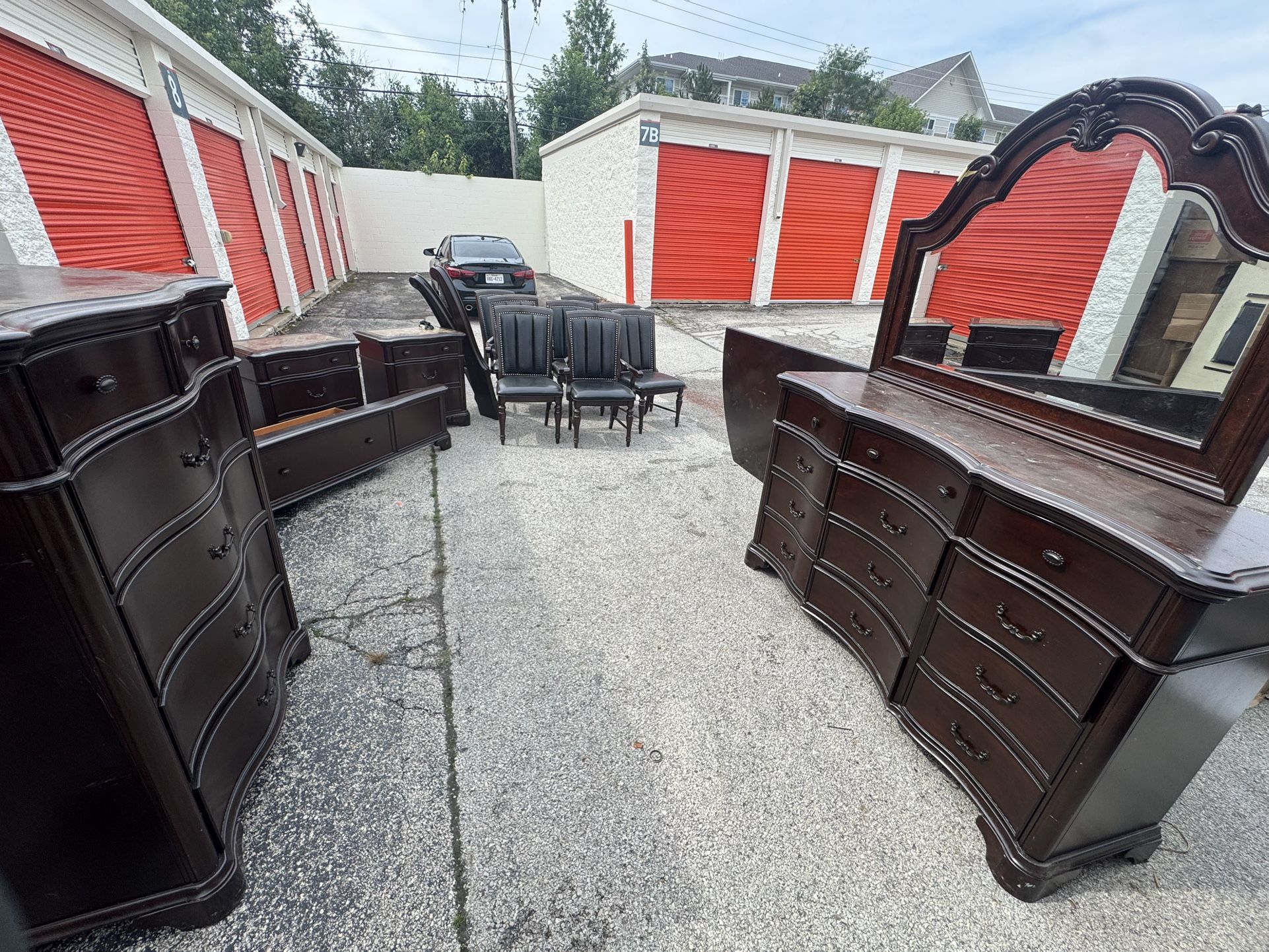 Full Bedroom Set + Dining Table β Solid Wood β Used (Made in Vietnam)