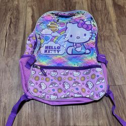 Sanrio Backpack Hello Kitty School Bookbag Pink Rainbow Sunshine Backpack sequin