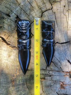 2 Obsidian letter openers have Aztec faces