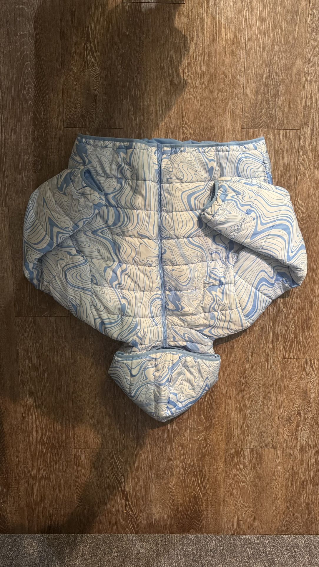 Blue and White design puffer jacket