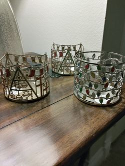 BBW brand new 3 wick Christmas candle holders