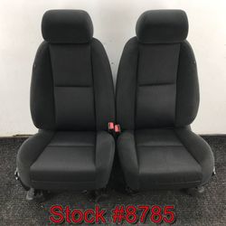 2011 Chevy Silverado Black Cloth Bucket Power Front Seats Seat Stock #8785