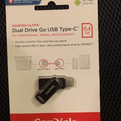 SanDisk Ultra Flash Dual Drive Go USB Type-A Type-C 64GB Phone Tablet Computers  Cash only  Pick up in North San Jose, By appointment only  Location: 