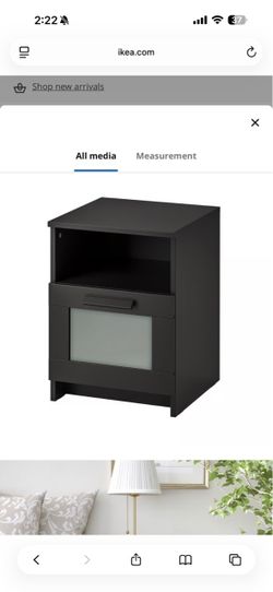 IKEA Black Nightstand with Drawer and Open Shelf