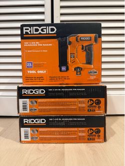 NEW RIDGID 18V 23-Gauge Headless Pin Nailer (Tool Only) – 3 Available