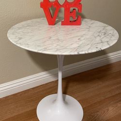 Set of 2 Round Artificial Marble Side Tables in White White