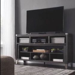 New Ashley Brand Black Wood XL TV Stand / Accent Cabinet / Shelf 