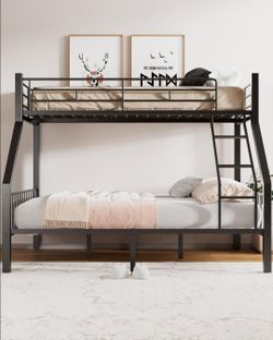 Black Metal Twin Over Queen Bunk Bed