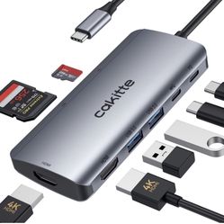 USB C Docking Station Dual Monitor, Cakitte USB C to Dual HDMI Adapter USB C Hub for Dell HP，8- in -1 Laptop Docking Station with Dual 4K HDMI,2 USB ,