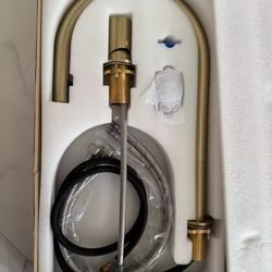 Brushed Gold Single Handle Kitchen Faucet/Invisible Pull Out Spray