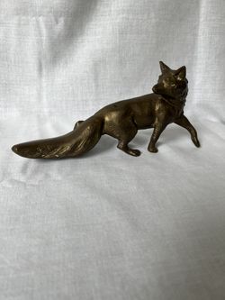 Vintage Brass Fox Figurine