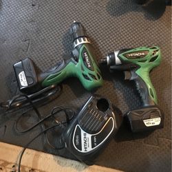 Hitachi well Walt drill and impact drill two batteries and charger