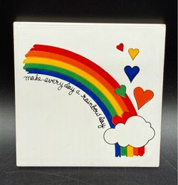 Vintage Ceramic Tile Trivet Make Every Day A Rainbow Day