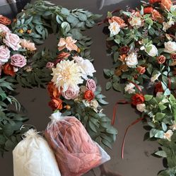 Ling’s Moment Terracotta Sunset Wedding Arch & Chair Decor Set