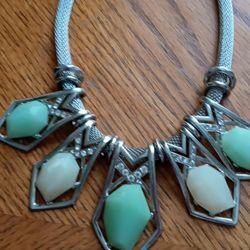 Large Jade And Stone Necklace 