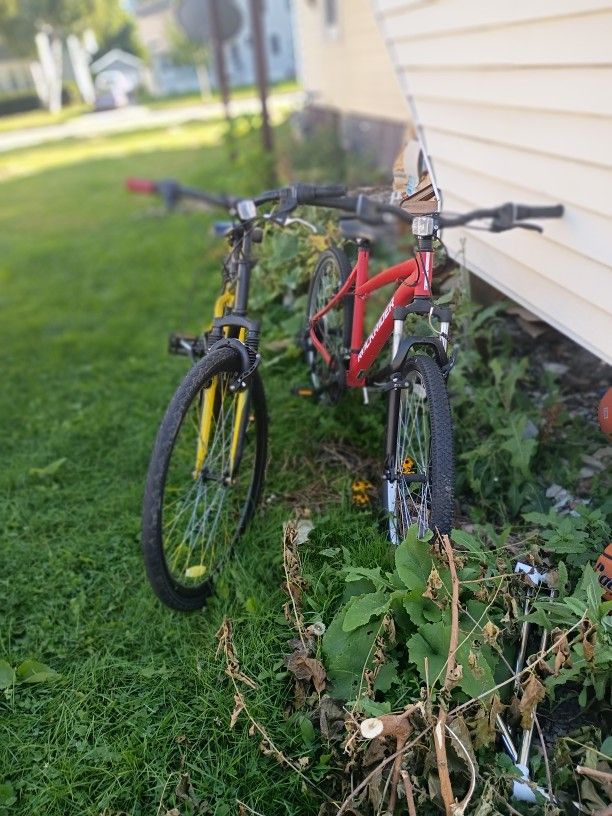 Red And Yellow Mt Bikes