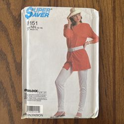 Simplicity Sewing Pattern 8151 Super Saver Size 10-16 Cardigan Pants 1987