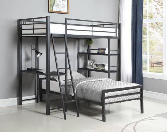 Twin Workstation Loft Bed with Twin Bed Below ONLY $399! SALE!