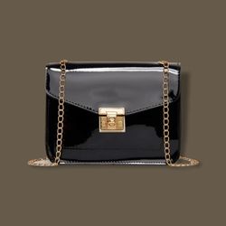 Black Small Purse With Gold Chain 