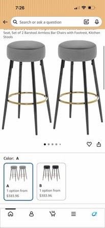Set of 4 Armless Bar Stools with Footrest