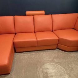 $1,250 Orange Leather Sofa 