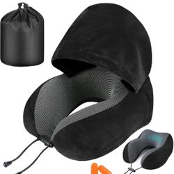 Travel pillow/Neck pillow for travel with hoodie/earplug/bag
