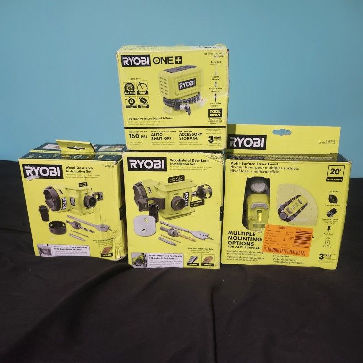 I have a laser, a small tire inflator, and also two door hole making kits.
