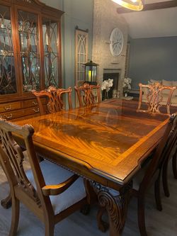 African Mahogany Dining Table & Chair Set