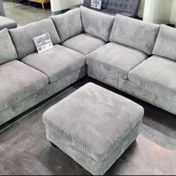  Comfortable Grey Corduroy Sectional $700