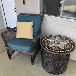 Porch Chair & Mosaic Style Table 