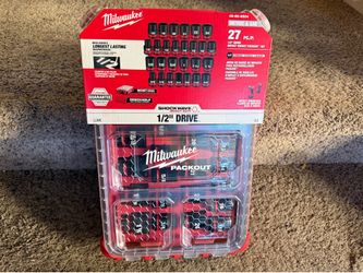 Milwaukee SHOCKWAVE Impact-Duty 1/2 in. Drive Metric and SAE Standard Impact PACKOUT Socket Set (27-Piece)